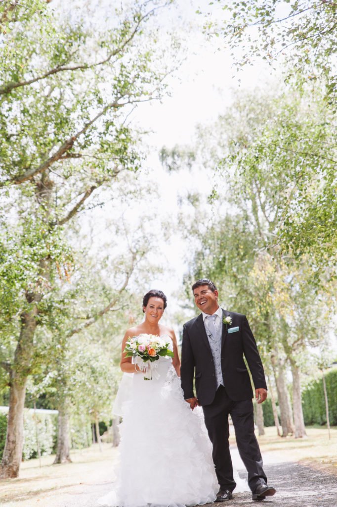 New Zealand wedding videographer Binh Trinh at Tatum Park with Michelle - bride and groom bridal portrait in garden