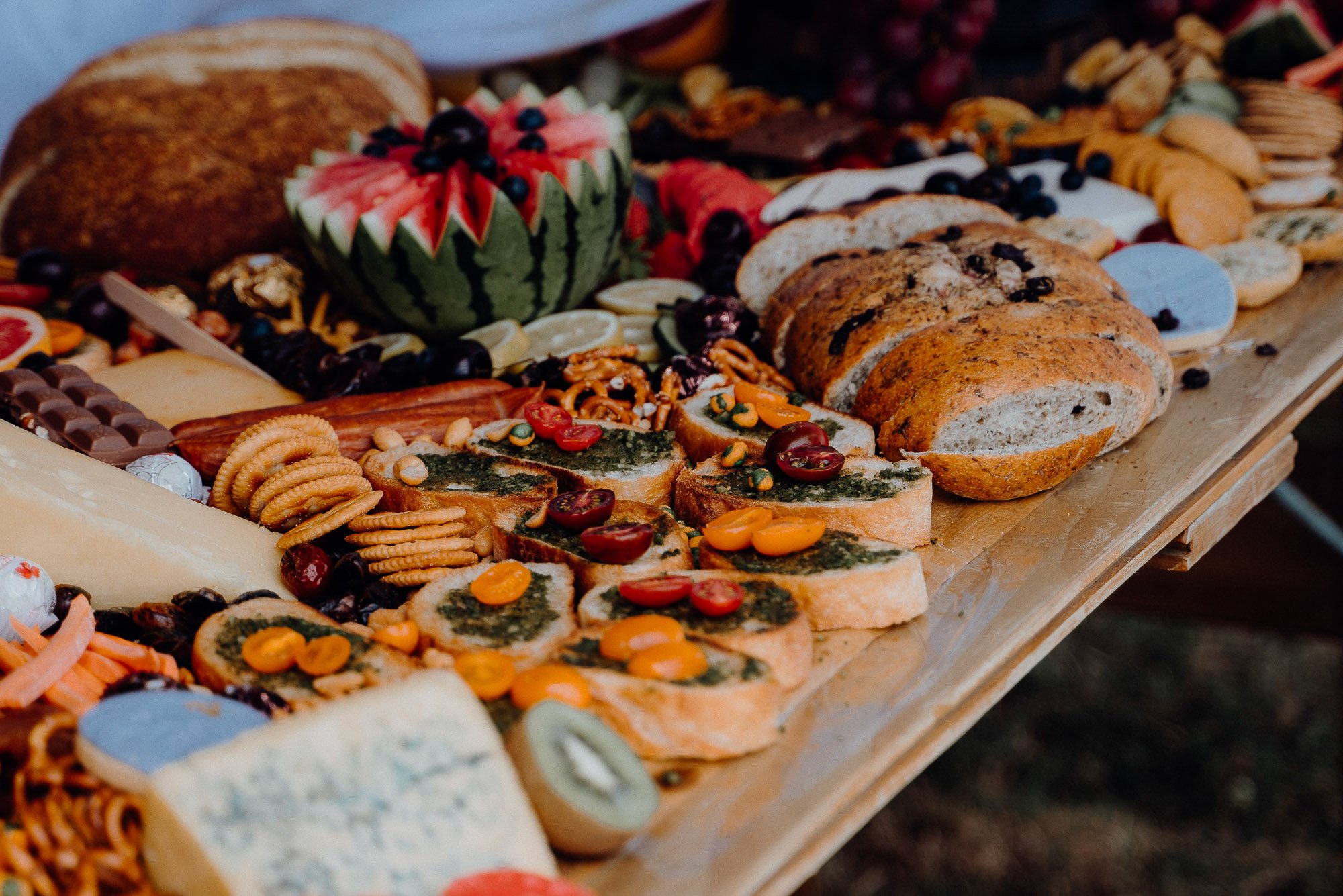Wedding Photography Of Grazing Table Ideas 007, lots of bread and dips as well as fresh and dried fruits